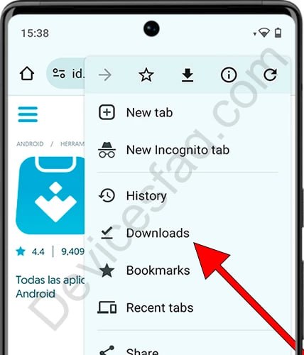 Étape 2 : menu du navigateur puis Téléchargements